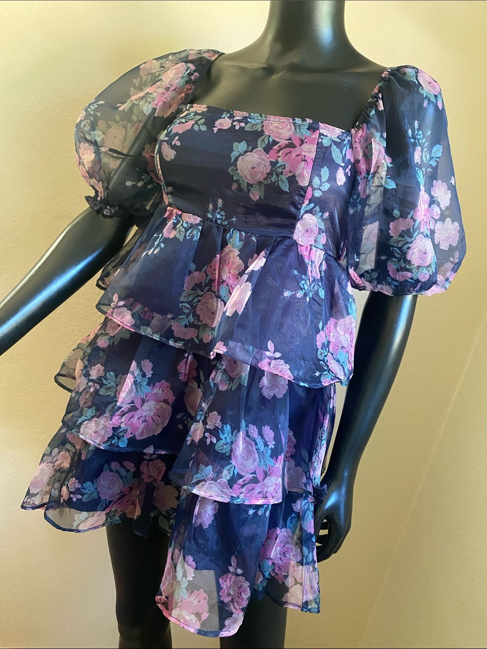 Altar'd State Navy Smocked Bodice Floral Dress - Picture 5 of 13